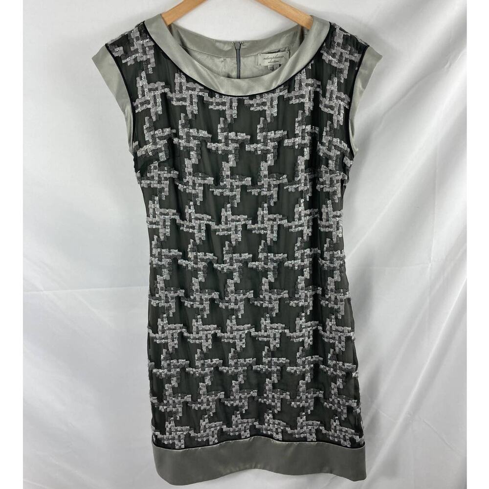 Adam Plusevie Adam Lippes Silk Embroidered Grey Dress Size 4